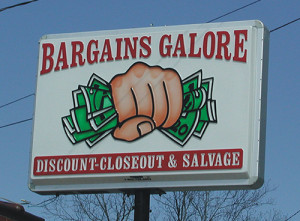 Bargains Galore Business Sign